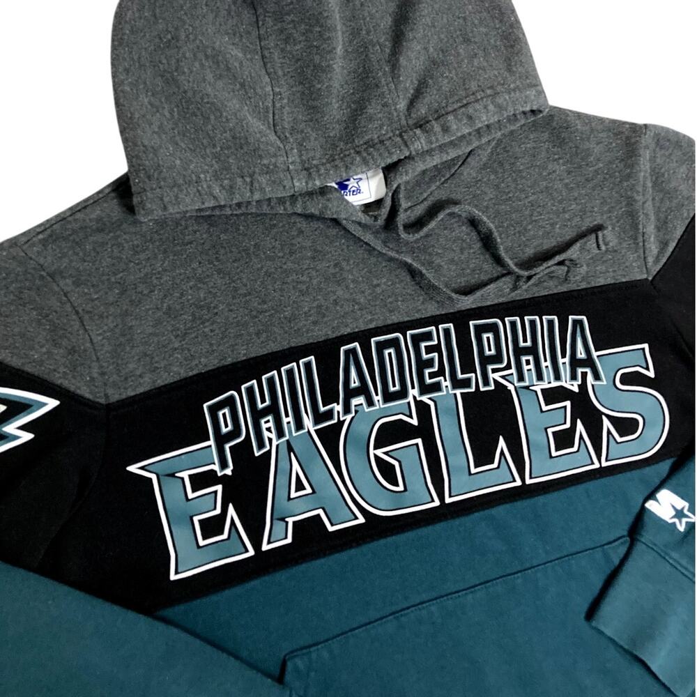 Starter G-111 NFL Hoodie Mens Large Green/Gray Philadelphia Eagles Patched Logo‎